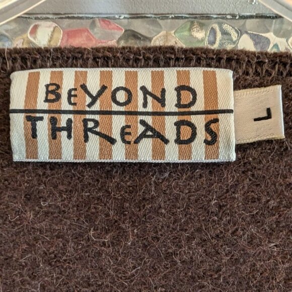 Beyond Threads Alpaca Sweater Jacket Wool Rich Brown Scalloped Edges Structured - Picture 15 of 16